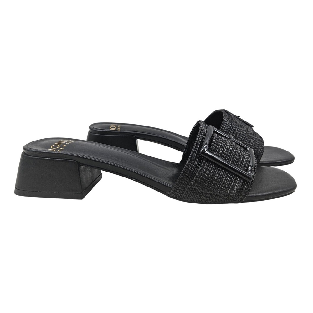 Jones New York JNY-UNDERA Black Woven Buckle Block Heel Slide Sandals 9M